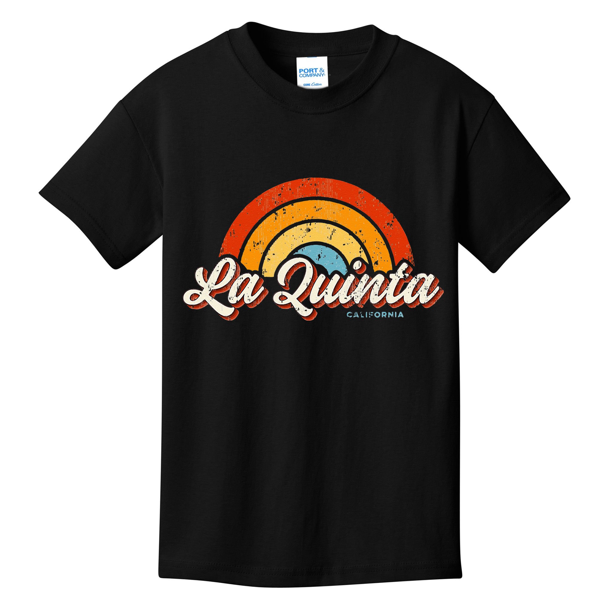 La Quinta California CA Vintage Rainbow Retro 70s Kids T-Shirt