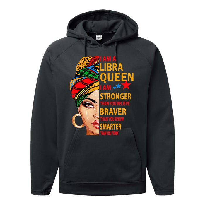 Libra queen I am stronger birthday gift for Libra zodiac Performance Fleece Hoodie