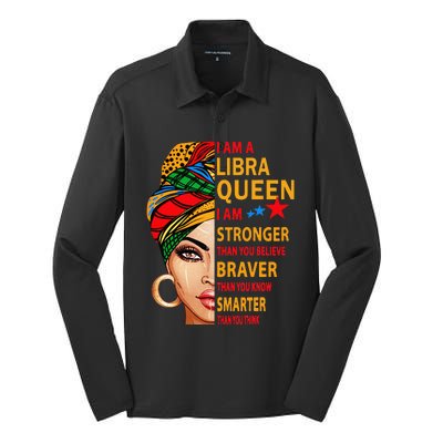 Libra queen I am stronger birthday gift for Libra zodiac Silk Touch Performance Long Sleeve Polo