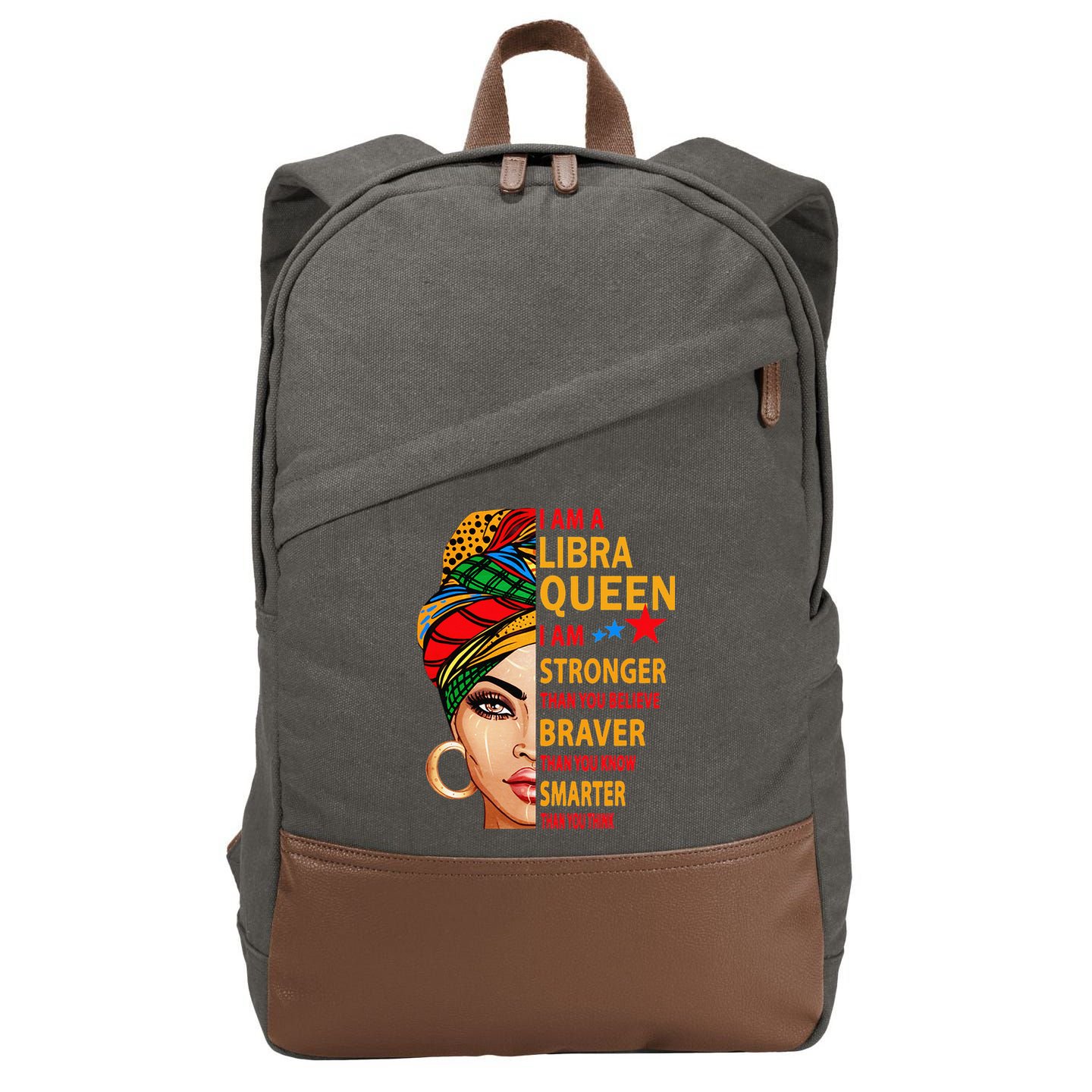 Libra queen I am stronger birthday gift for Libra zodiac Cotton Canvas Backpack