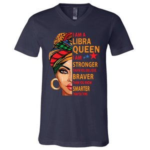 Libra Queen I Am Stronger Birthday Gift For Libra Zodiac V-Neck T-Shirt