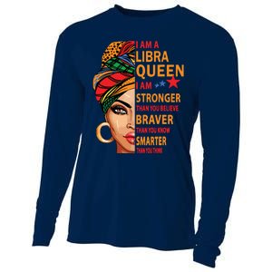 Libra Queen I Am Stronger Birthday Gift For Libra Zodiac Cooling Performance Long Sleeve Crew