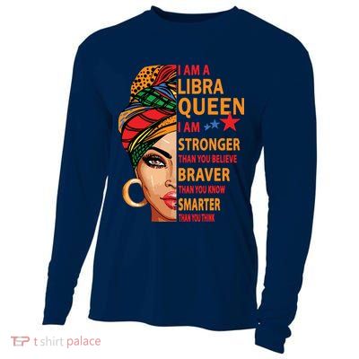 Libra Queen I Am Stronger Birthday Gift For Libra Zodiac Cooling Performance Long Sleeve Crew