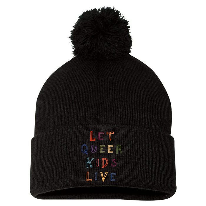 Let Queer K.I.D.S Live Protect Non Binary Pom Pom 12in Knit Beanie