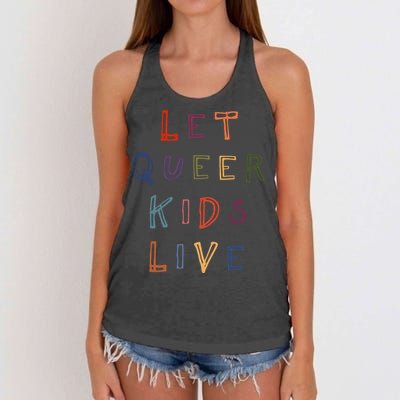 Let Queer K.I.D.S Live Protect Non Binary Women's Knotted Racerback Tank