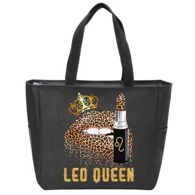 Leo Queen Leopard Lips Leo Zip Tote Bag