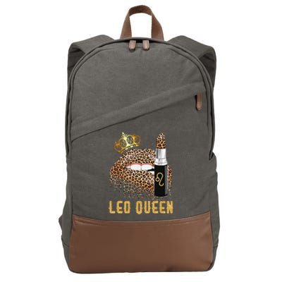 Leo Queen Leopard Lips Leo Cotton Canvas Backpack