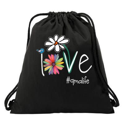 Love Qma Life Art Flower Color Drawstring Bag