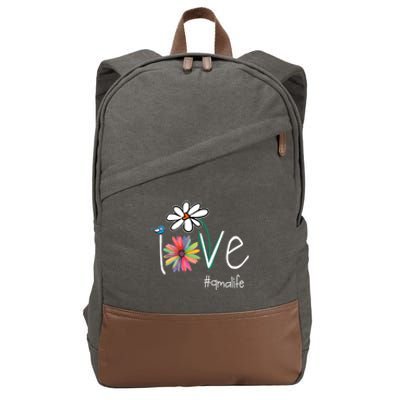 Love Qma Life Art Flower Color Cotton Canvas Backpack