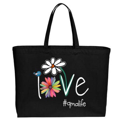 Love Qma Life Art Flower Color Cotton Canvas Jumbo Tote