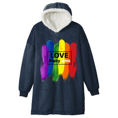 Lgbt Quote Love Always Wins Pride Month Gift Hooded Wearable Blanket