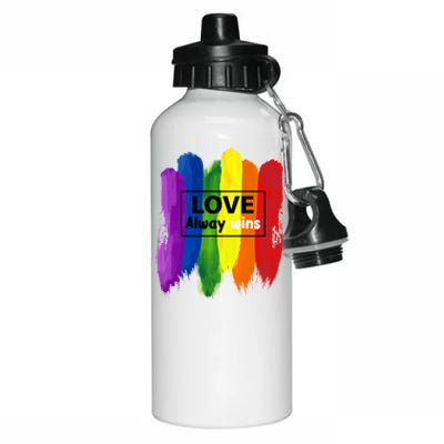 Lgbt Quote Love Always Wins Pride Month Gift Aluminum Water Bottle 