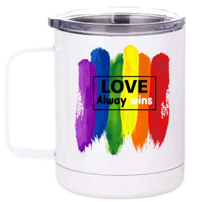 Lgbt Quote Love Always Wins Pride Month Gift 12 oz Stainless Steel Tumbler Cup