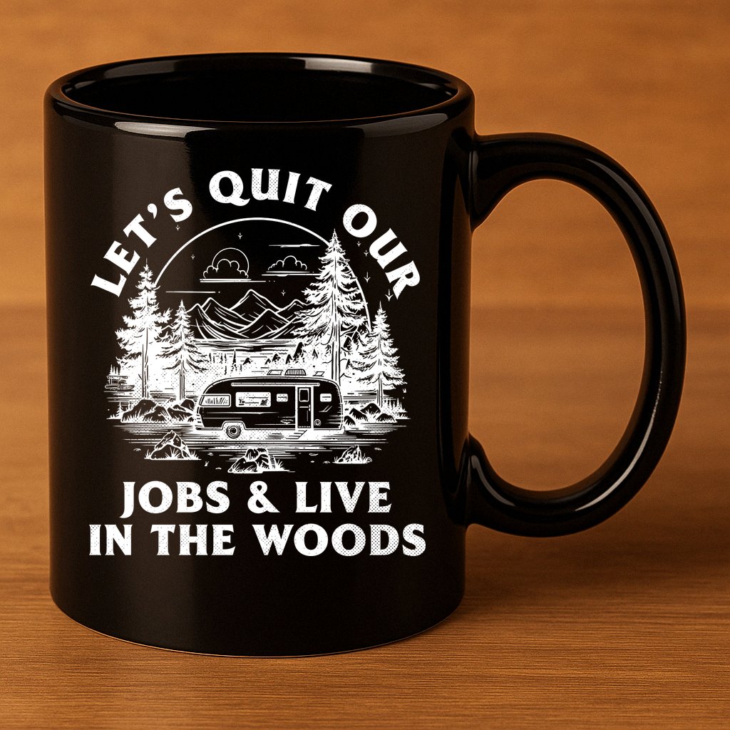Lets Quit Our Jobs And Live In The Woods 11oz C Handle Ceramic Mug