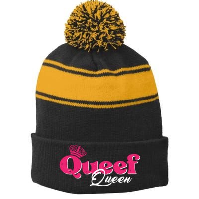 Love Queefing Queef Funny Queefed Embarrassing Adult Humor Stripe Pom Pom Beanie