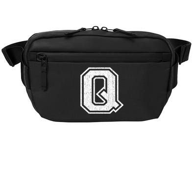 Letter Q Shirt Capital Alphabet Varsity Distressed Monogram Crossbody Pack