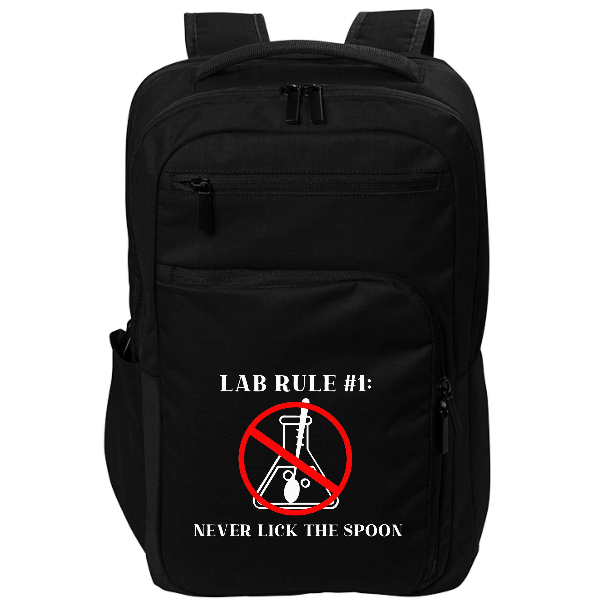 Lab Rule 1 Never Lick The Spoon Funny Science Chemistry Impact Tech Backpack