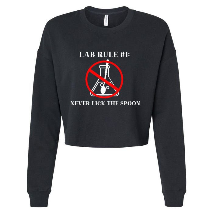 Lab Rule 1 Never Lick The Spoon Funny Science Chemistry Cropped Pullover Crew