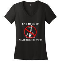 Lab Rule 1 Never Lick The Spoon Funny Science Chemistry Women's V-Neck T-Shirt