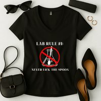 Lab Rule 1 Never Lick The Spoon Funny Science Chemistry Women's V-Neck T-Shirt