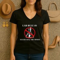 Lab Rule 1 Never Lick The Spoon Funny Science Chemistry Women's V-Neck T-Shirt