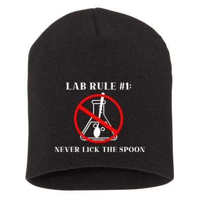 Lab Rule 1 Never Lick The Spoon Funny Science Chemistry Short Acrylic Beanie