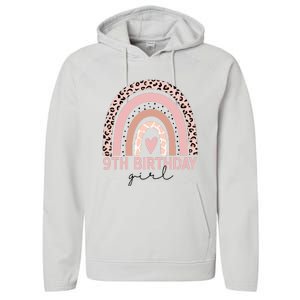 Leopard Rainbow 9th Birthday Girl Gifts 9 Year Old Performance Fleece Hoodie