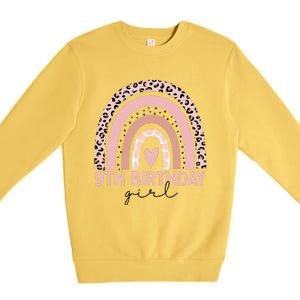 Leopard Rainbow 9th Birthday Girl Gifts 9 Year Old Premium Crewneck Sweatshirt