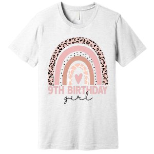 Leopard Rainbow 9th Birthday Girl Gifts 9 Year Old Premium T-Shirt