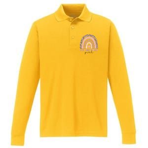 Leopard Rainbow 9th Birthday Girl Gifts 9 Year Old Performance Long Sleeve Polo