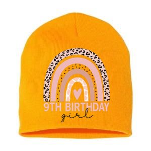 Leopard Rainbow 9th Birthday Girl Gifts 9 Year Old Short Acrylic Beanie