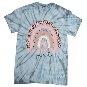 Leopard Rainbow 9th Birthday Girl Gifts 9 Year Old Tie-Dye T-Shirt