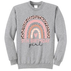 Leopard Rainbow 9th Birthday Girl Gifts 9 Year Old Tall Sweatshirt