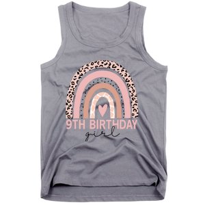 Leopard Rainbow 9th Birthday Girl Gifts 9 Year Old Tank Top