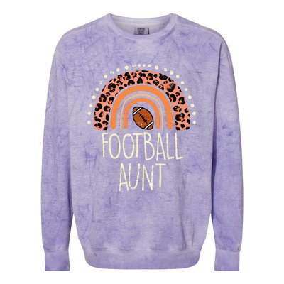 Leopard Rainbow American Football Aunt Family Aunty Auntie Colorblast Crewneck Sweatshirt