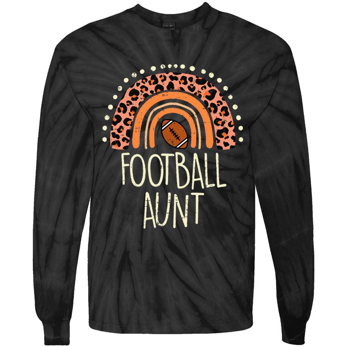 Leopard Rainbow American Football Aunt Family Aunty Auntie Tie-Dye Long Sleeve Shirt