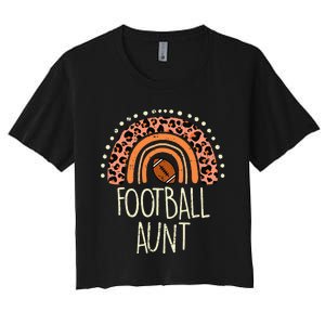 Leopard Rainbow American Football Aunt Family Aunty Auntie Women's Crop Top Tee