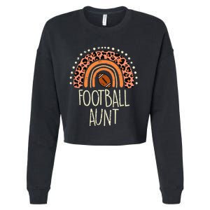 Leopard Rainbow American Football Aunt Family Aunty Auntie Cropped Pullover Crew