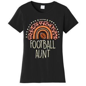 Leopard Rainbow American Football Aunt Family Aunty Auntie Women's T-Shirt