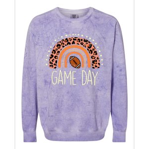 Leopard Rainbow American Football Game Day Sport Women Colorblast Crewneck Sweatshirt