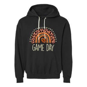 Leopard Rainbow American Football Game Day Sport Women Garment-Dyed Fleece Hoodie