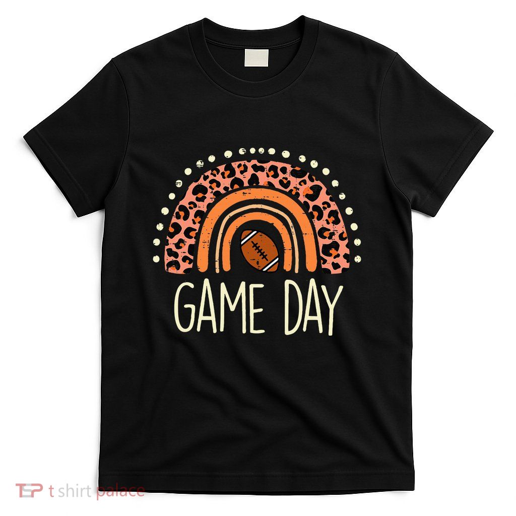 Leopard Rainbow American Football Game Day Sport Women T-Shirt