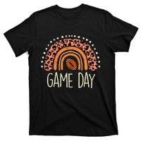 Leopard Rainbow American Football Game Day Sport Women T-Shirt