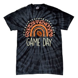 Leopard Rainbow American Football Game Day Sport Women Tie-Dye T-Shirt