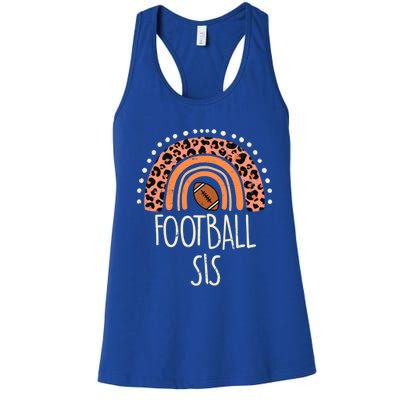 Leopard Rainbow American Football Sis Family Matching Gift Women's Racerback Tank