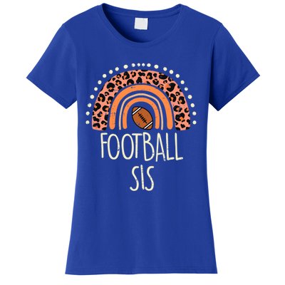 Leopard Rainbow American Football Sis Family Matching Gift Women's T-Shirt