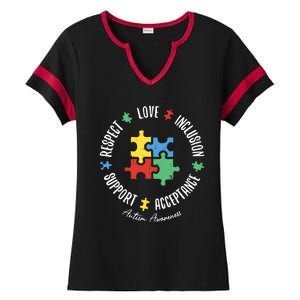 Love Respect Acceptance Support Autism Awareness Ladies Halftime Notch Neck Tee