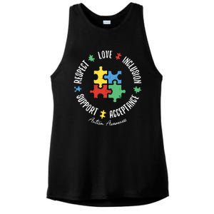 Love Respect Acceptance Support Autism Awareness Ladies PosiCharge Tri-Blend Wicking Tank