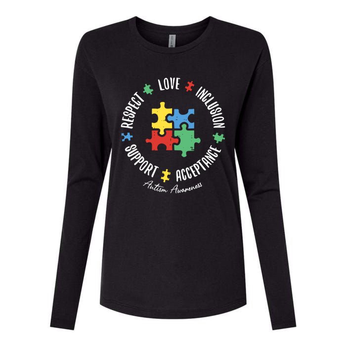 Love Respect Acceptance Support Autism Awareness Womens Cotton Relaxed Long Sleeve T-Shirt