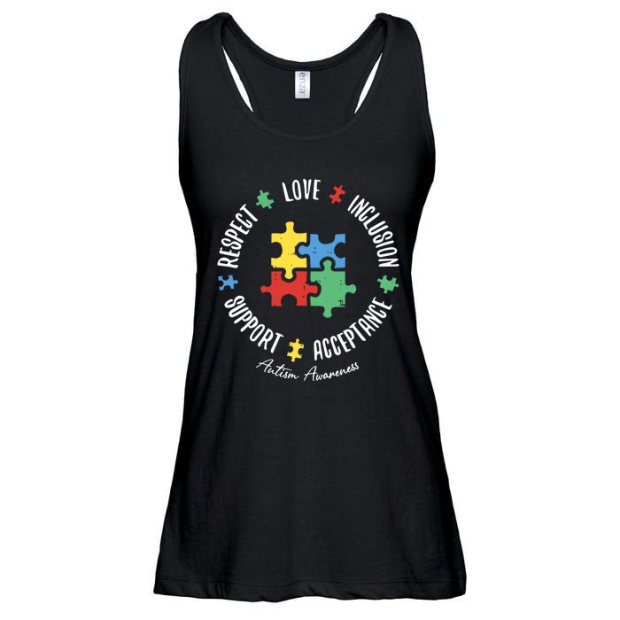 Love Respect Acceptance Support Autism Awareness Ladies Essential Flowy Tank